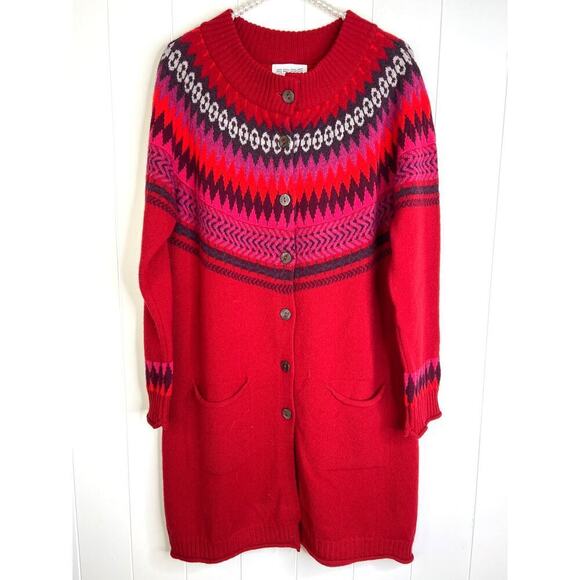 Eribe Scotland Cairngorm 100% Wool Color Rosehip Cardigan Sweater Size M/L